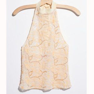 Free People Soft Shimmers Cami Beaded Halter Top M